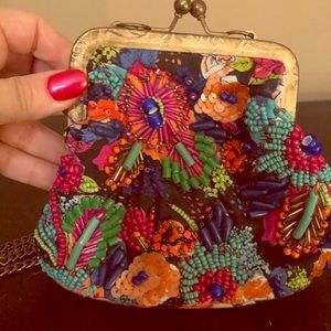 Beautiful hand-beaded floral Mary Frances bag